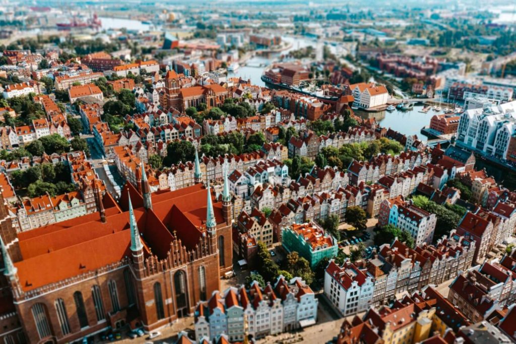 Luftaufnahme der Allstadt Danzig Gdańsk, Poland