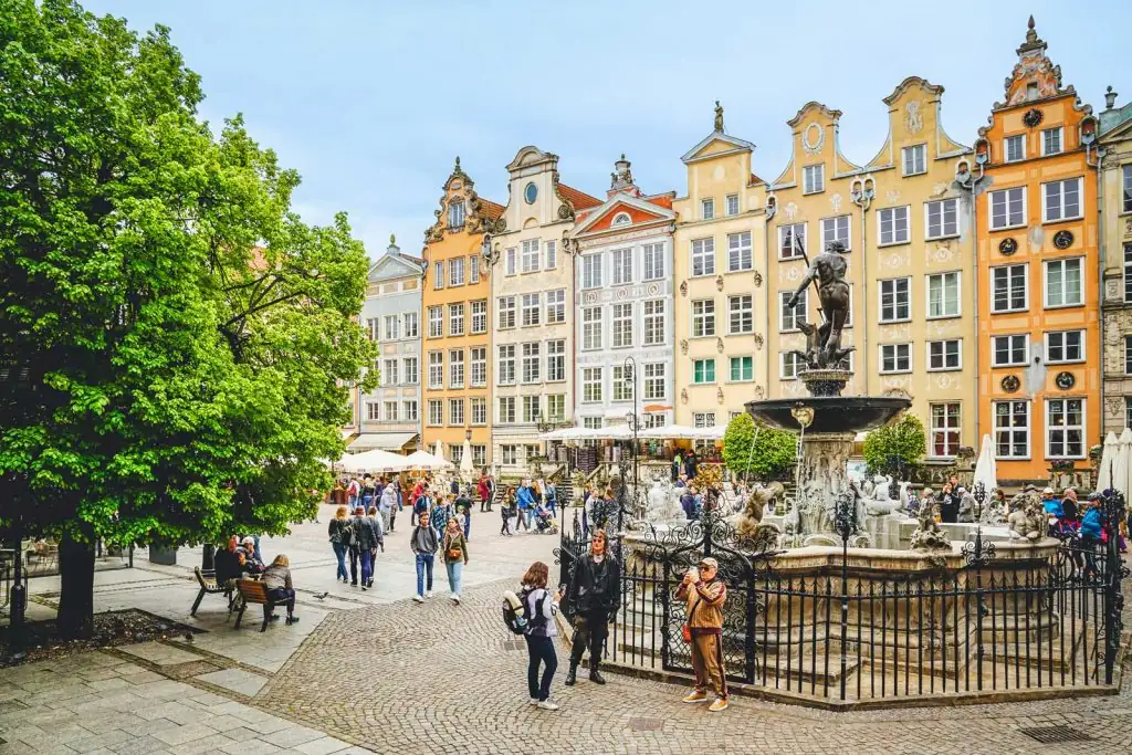 Neptunbrunnen in Danzig, Sehenswürdigkeit an der polnischen Ostsee