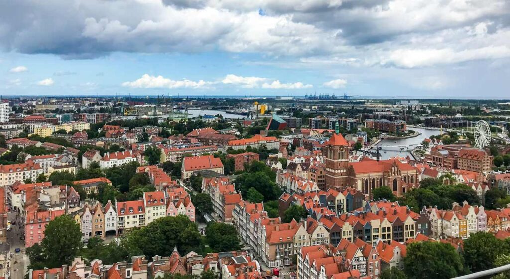 Panoramablick von der Marienkirche in Danzig