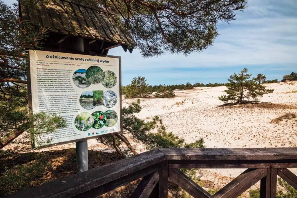 Hinweisschild im Slowinski-Nationalpark mit Informationen, leider nur auf Polnisch