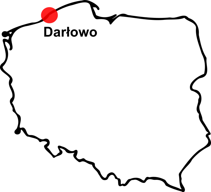 Karte von Polen mit Darlowo hervorgehoben