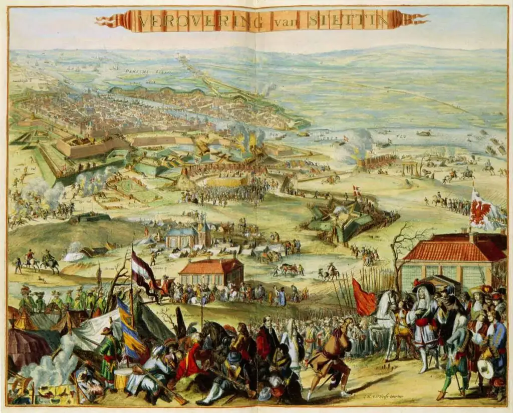 Historische Darstellung der Eroberung von Stettin 1677 im Schwedisch-Brandenburgischen Krieg – Szene aus der Geschichte Stettins