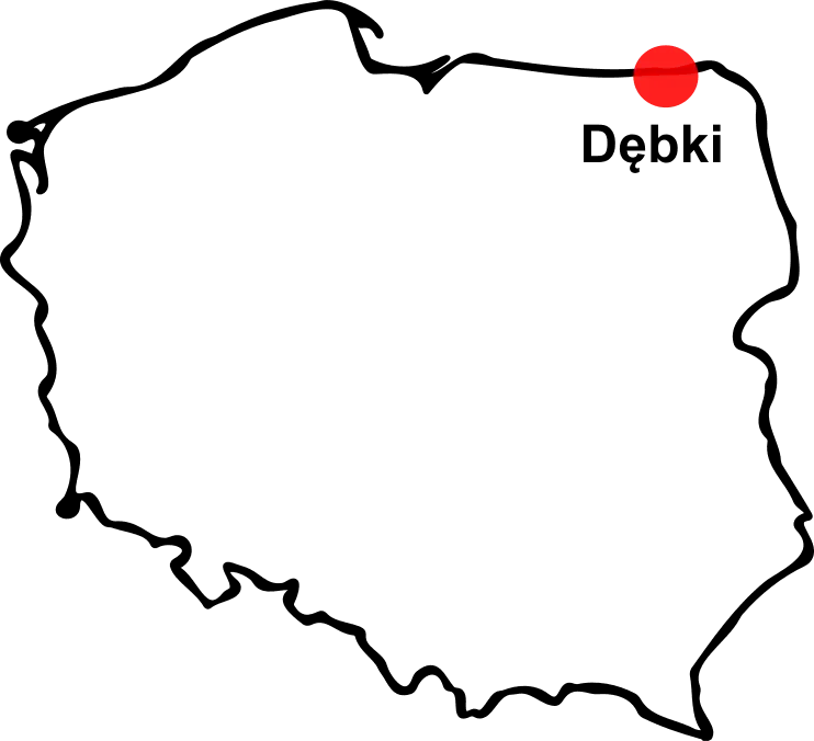 Karte von Polen mit Dębki hervorgehoben